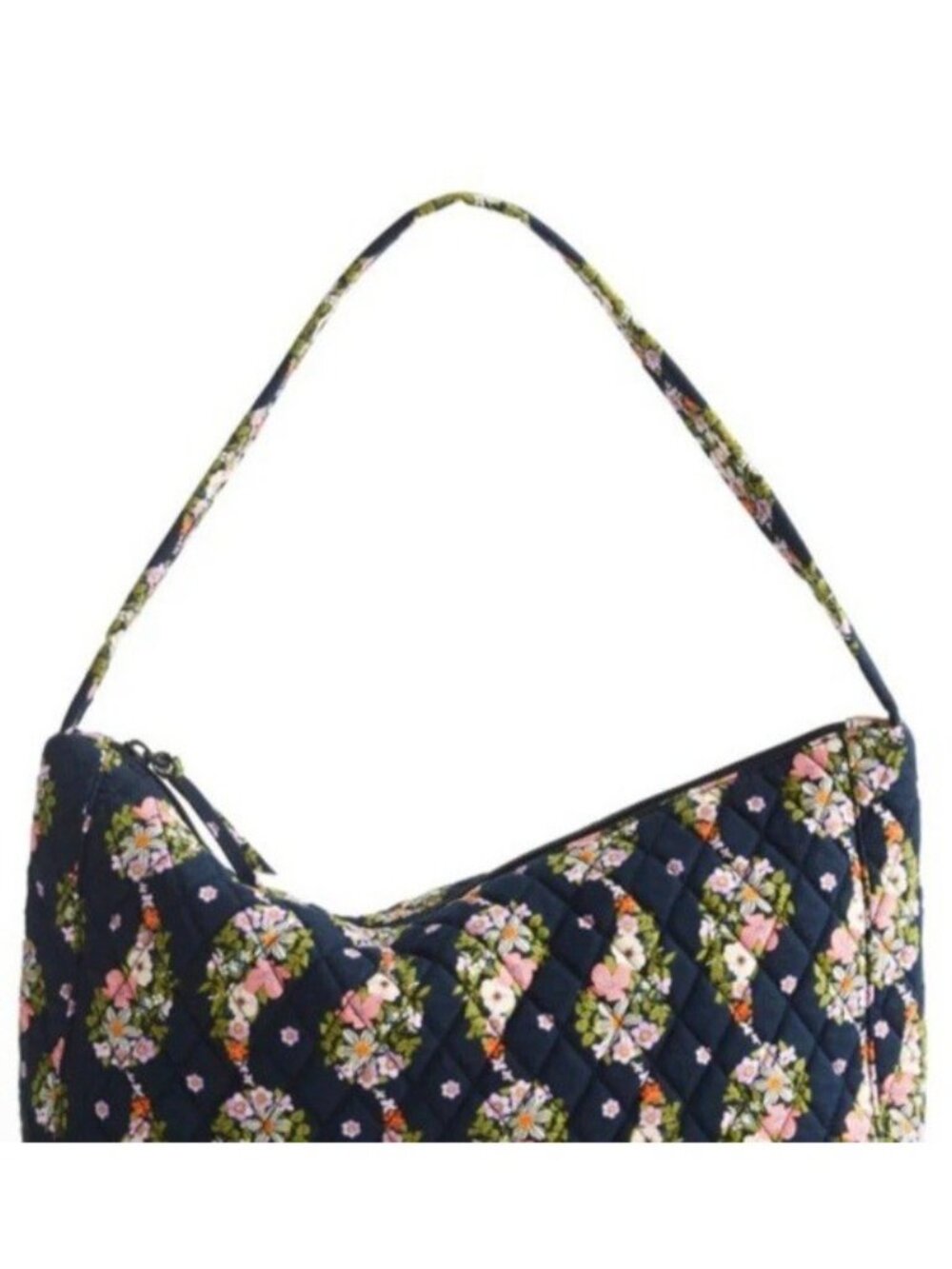 Vera Bradley Slouchy Shoulder Bag Paisley Rain Floral Navy Quilted Purse NWT - Picture 3 of 7